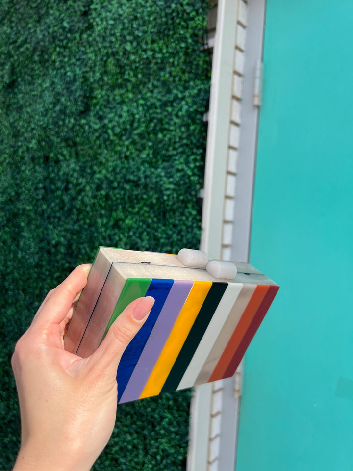 Inlaid Colors Box Clutch