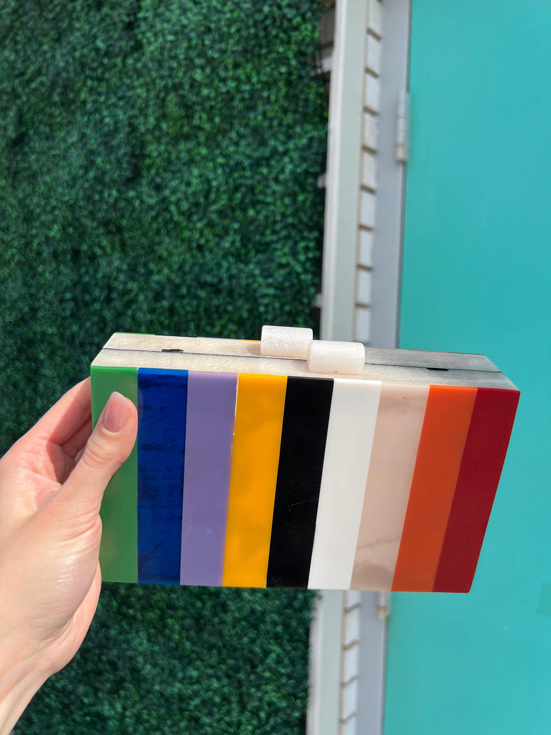 Inlaid Colors Box Clutch
