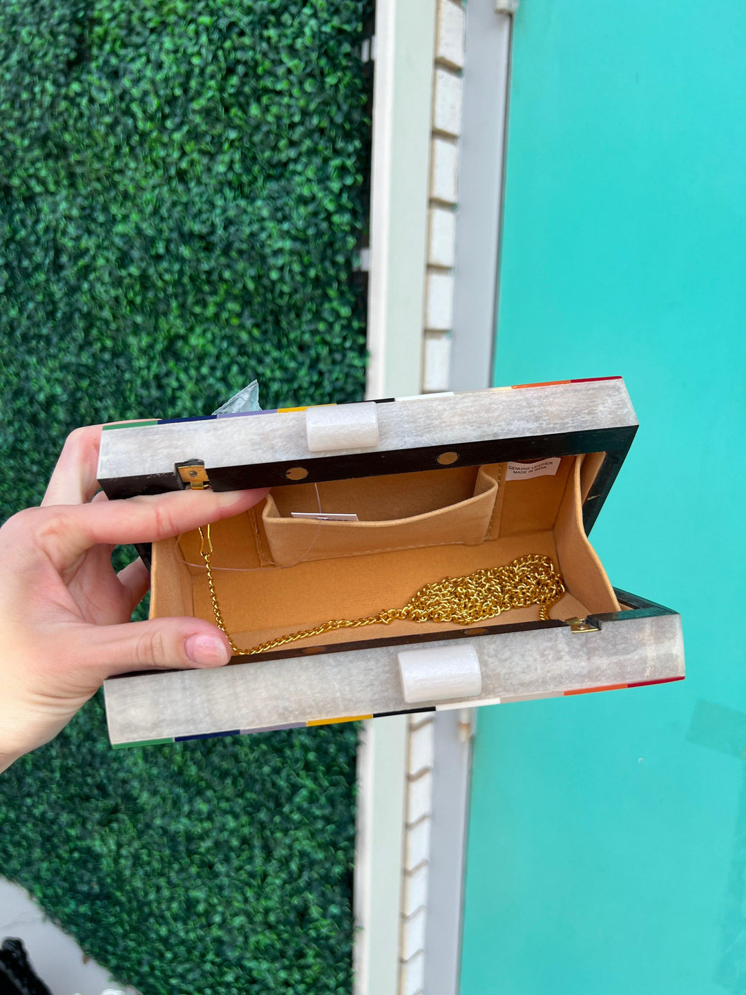 Inlaid Colors Box Clutch