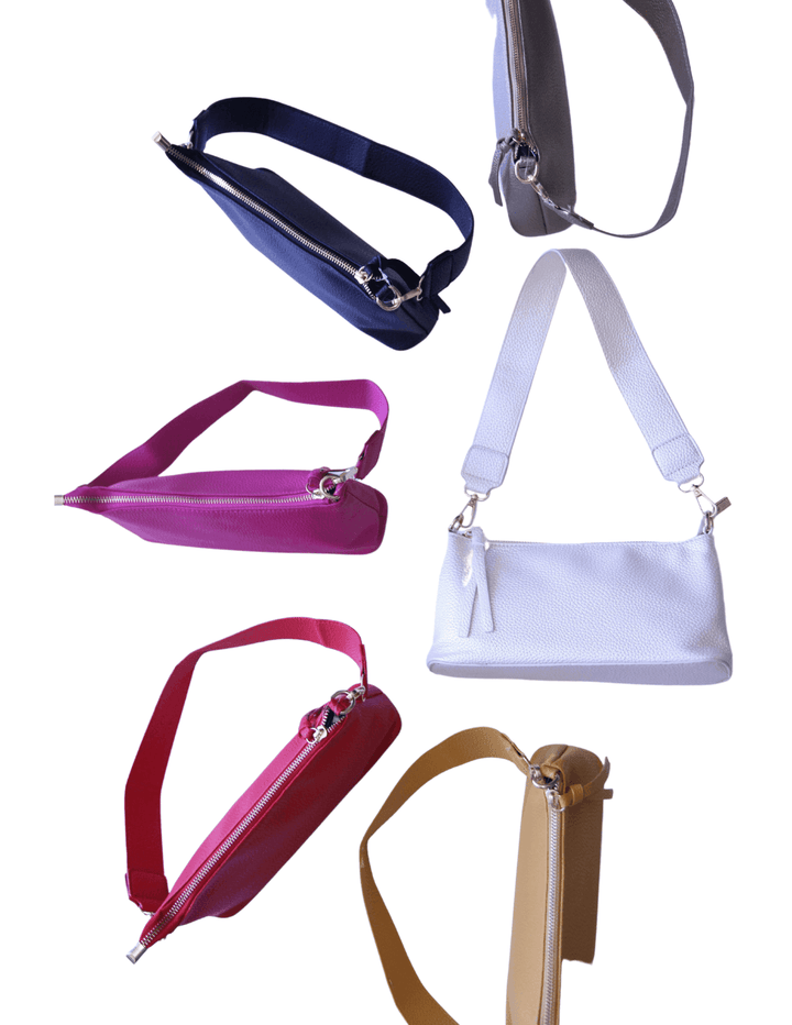 Tassel detailed zipper on all the bright colors of this Tres Chic Mini bag