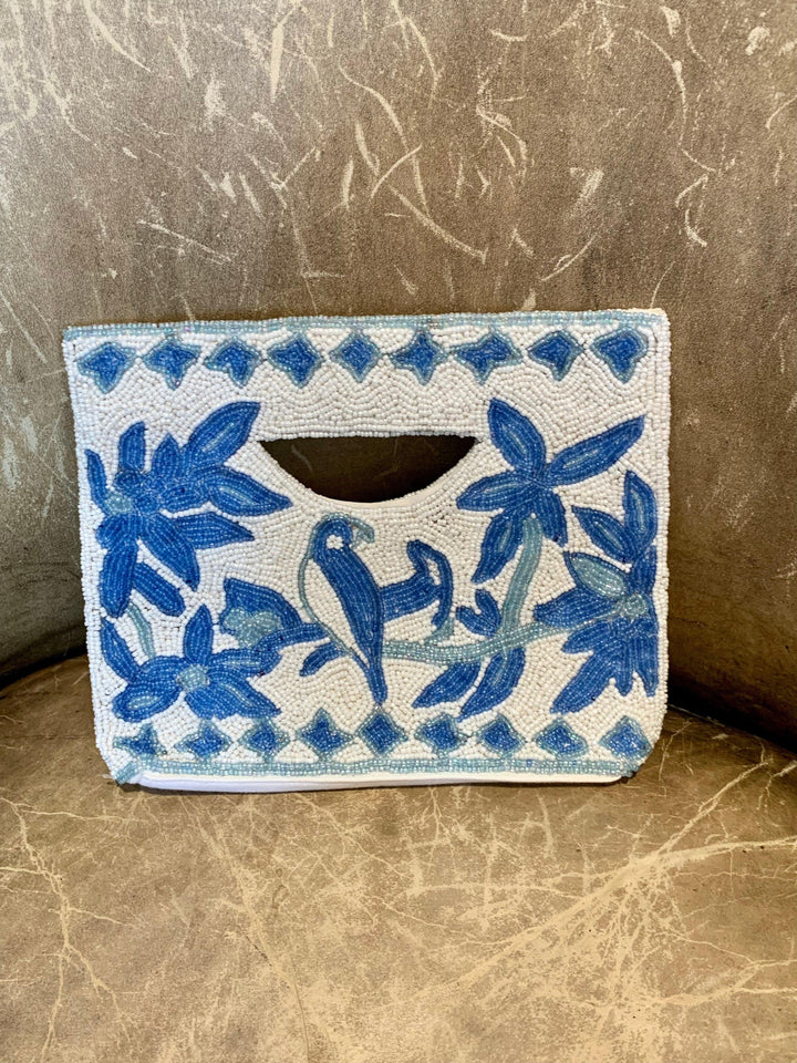 Blue and white clutch at tres Chic