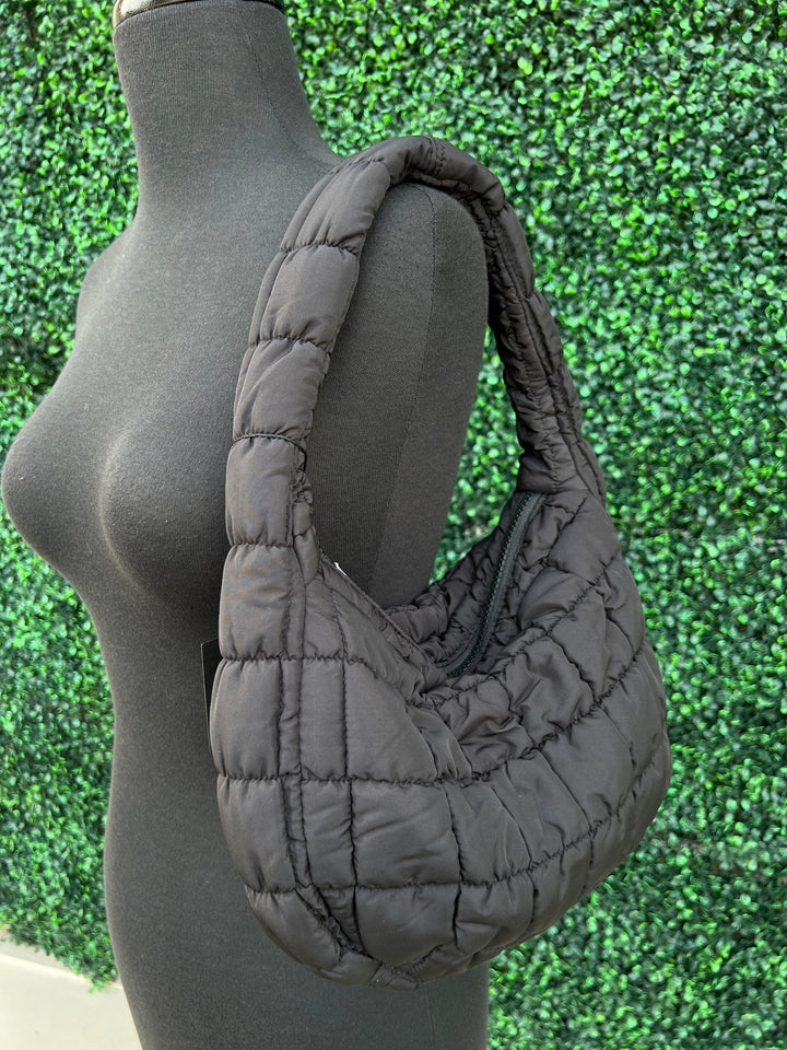 Quilted Puffy Purse- Micro like COS boutique houston gift ideas black