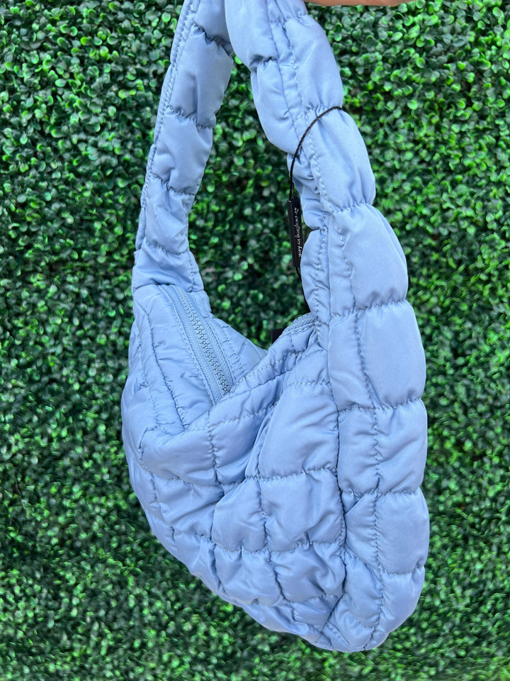 Quilted Puffy Purse- Micro like COS boutique houston gift ideas blue