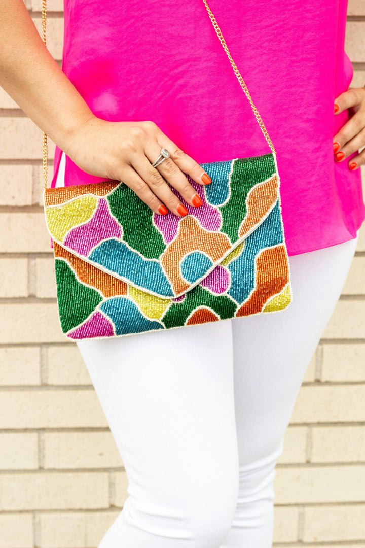Multi Colored Beaded Clutch - Tres Chic Houston