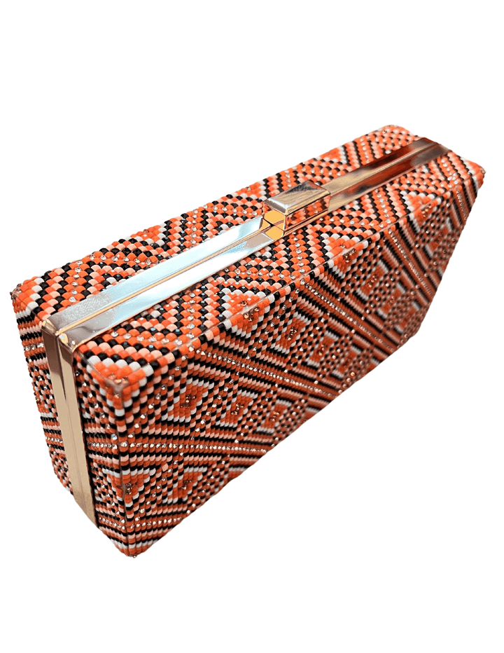 orange Vivid Colorful Printed clutch for cocktail events