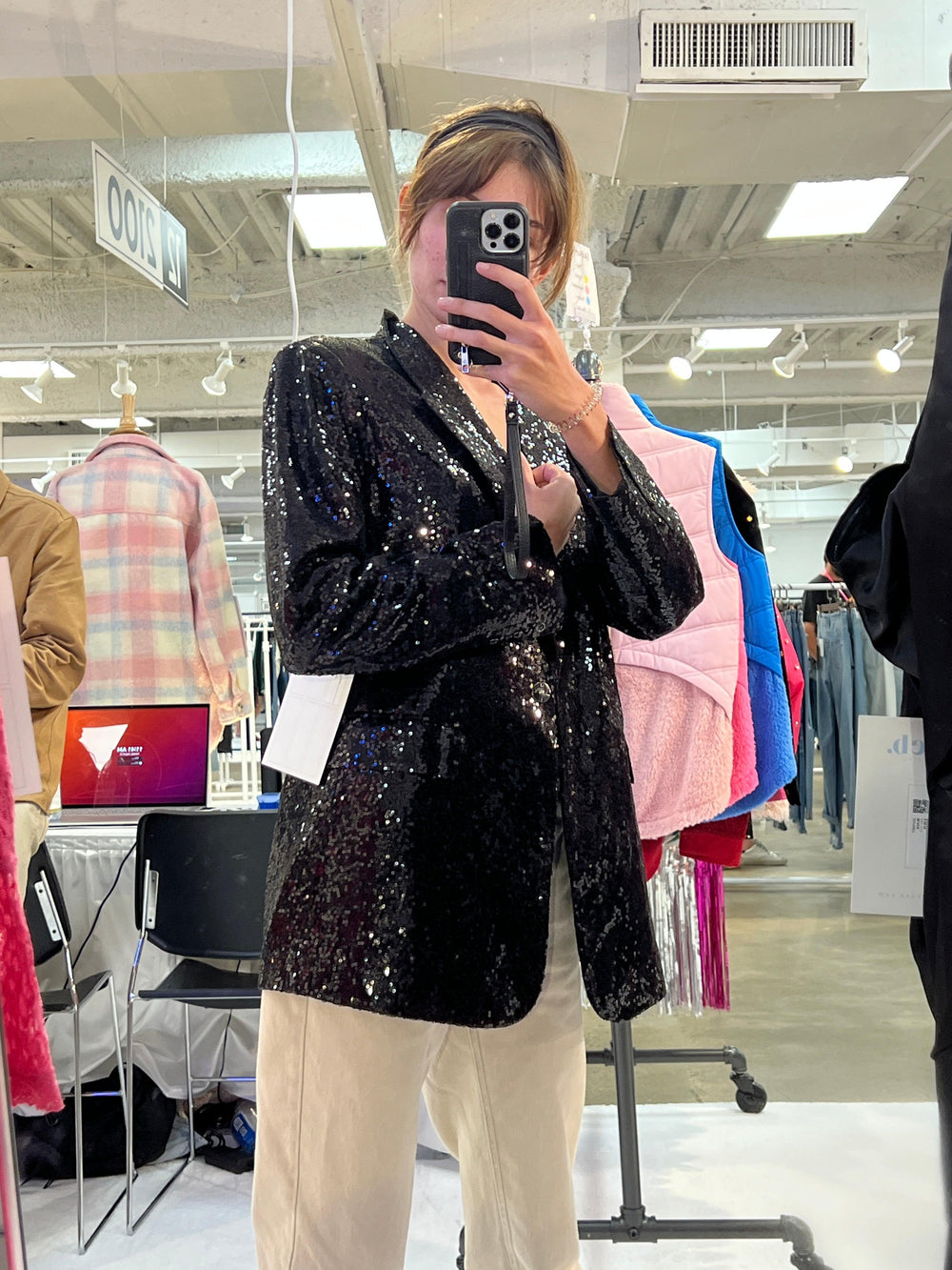 tres chic boutique sequin relaxed fit black blazer womens boutique