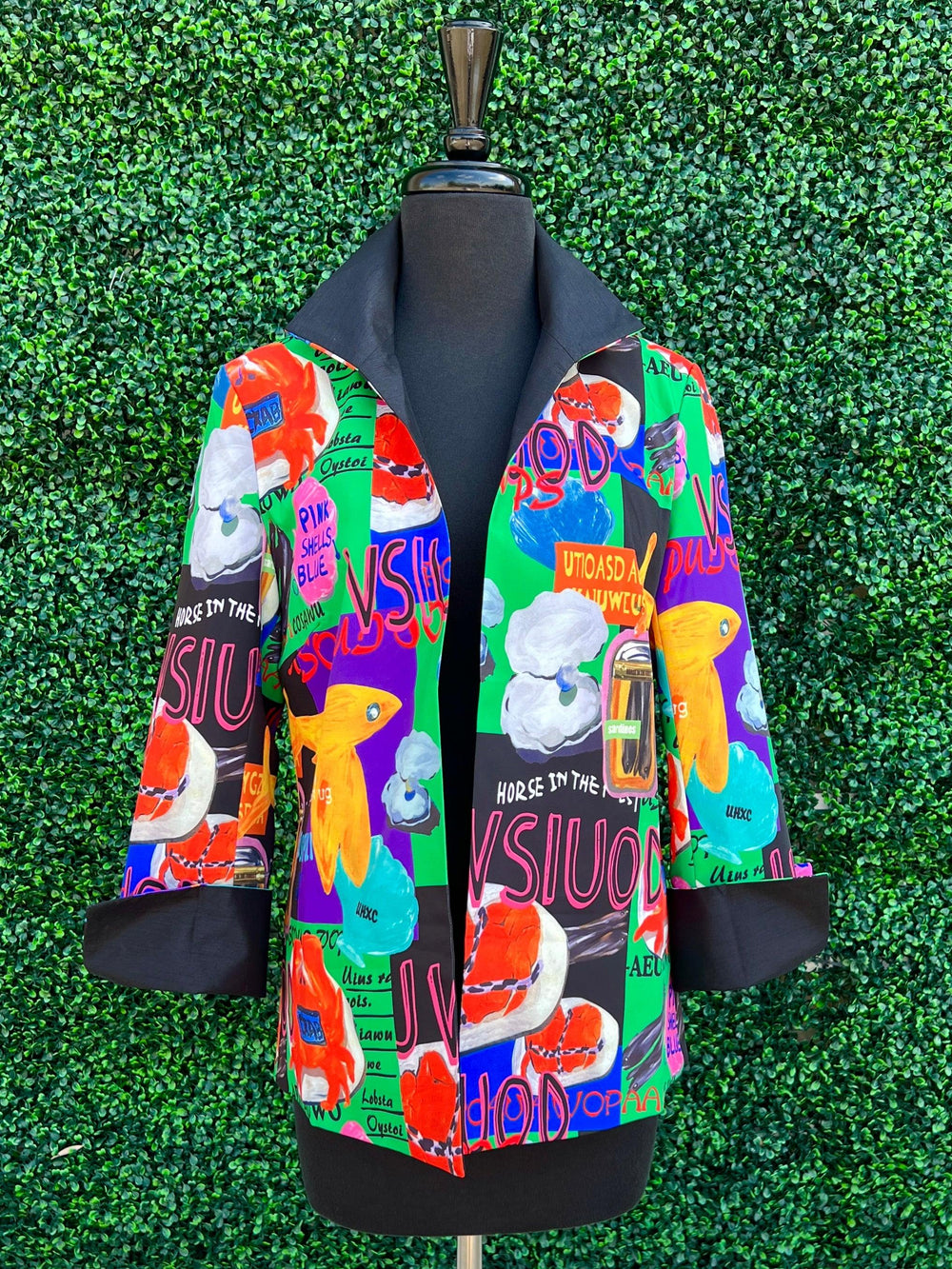 Seafood Print Reversible Blazer grace chuang dressy jacket