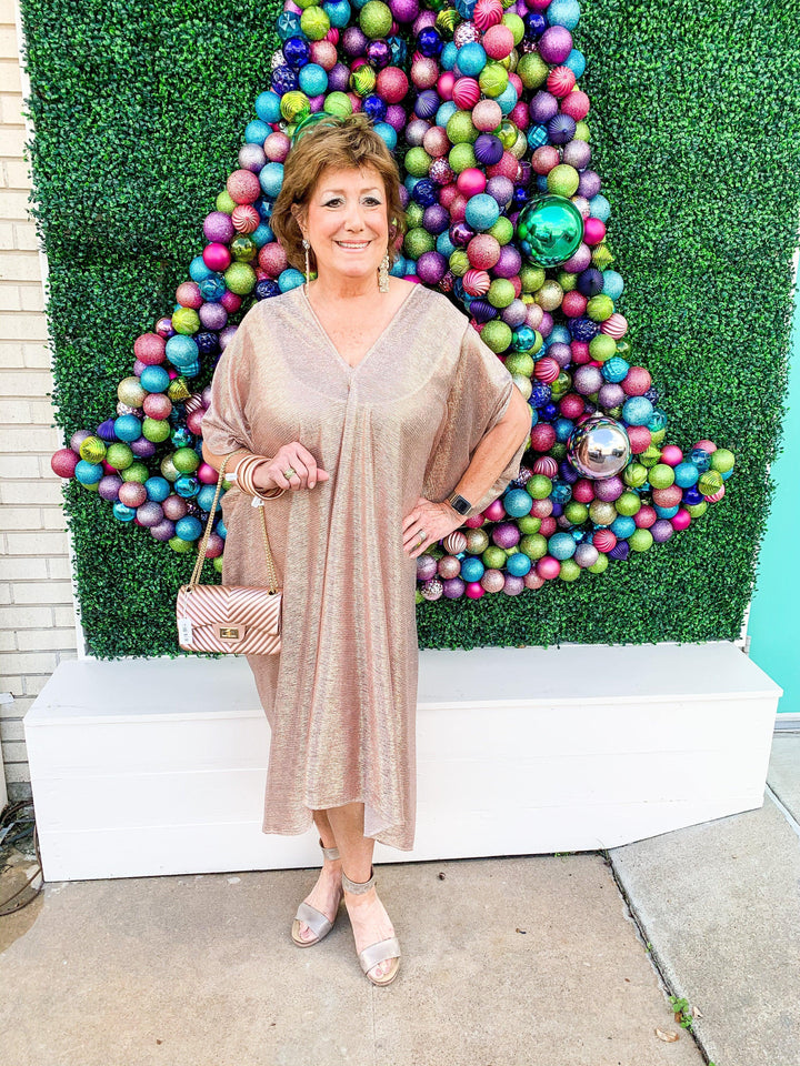 Rose Gold Shimmer Sheer Caftan - Très Chic