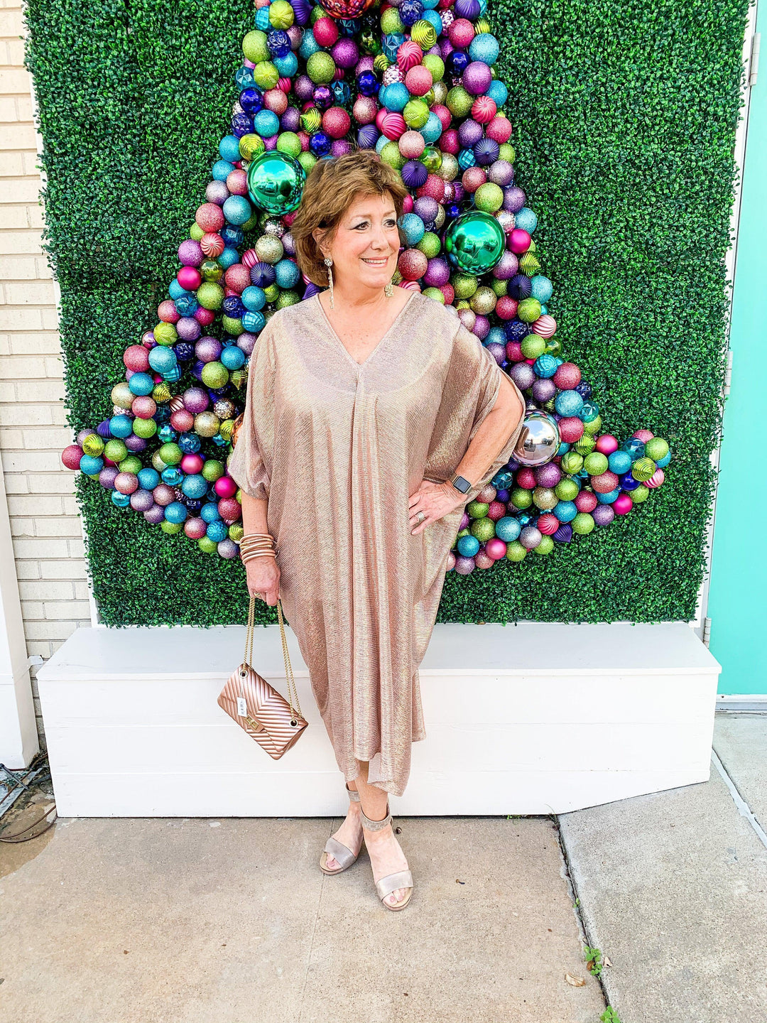 Rose Gold Shimmer Sheer Caftan - Très Chic