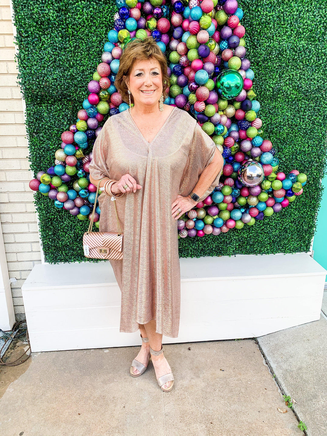 Rose Gold Shimmer Sheer Caftan - Très Chic