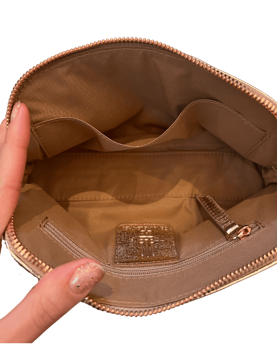 interior pockets rose gold makeup purse oragnaizer