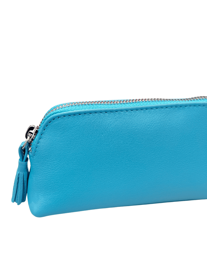 Aegean blue colorful leather goods womens gift ideas houston texas makeup bag