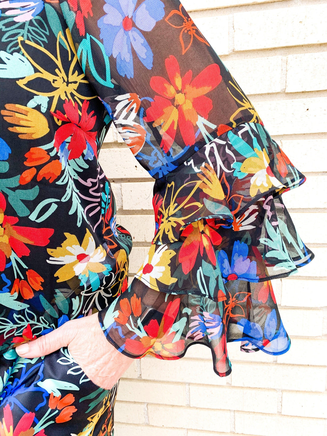 Floral Sheer Bell Sleeved Top - Très Chic