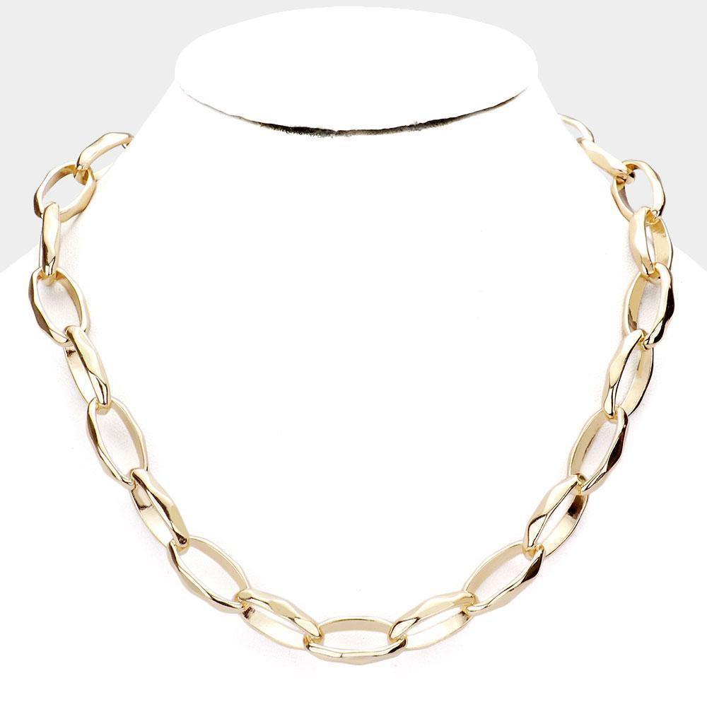 Thick Molded Oval Link Necklace - Tres Chic Houston