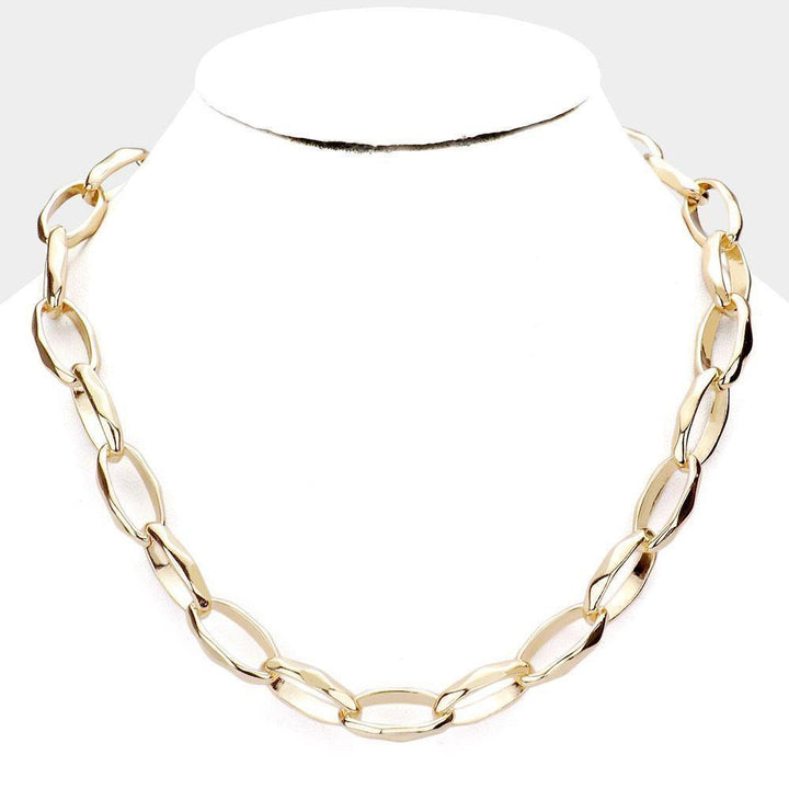 Thick Molded Oval Link Necklace - Tres Chic Houston