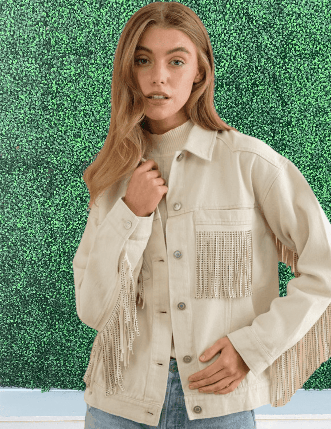 HLSR cream denim jacket rodeo