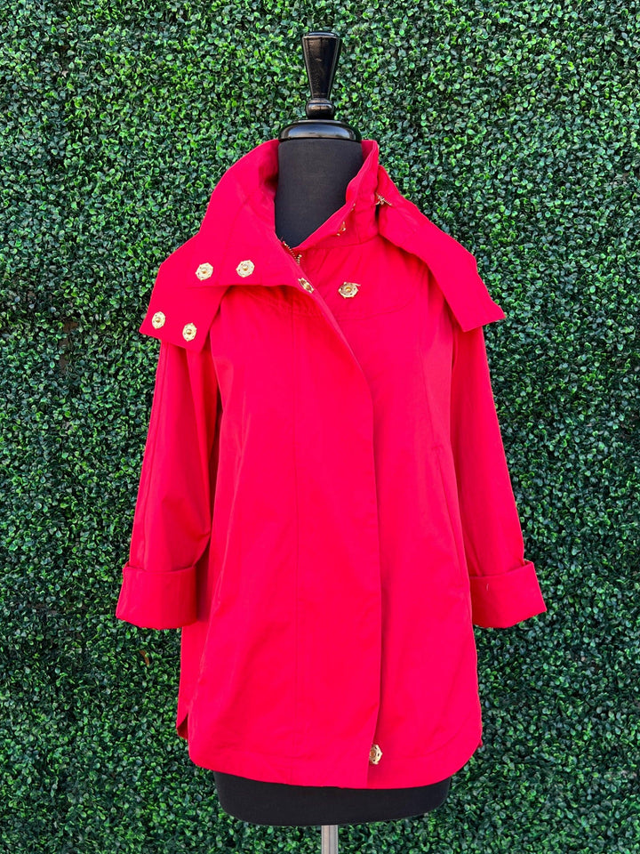 Water Resistant Jacket Zip off hood red houston