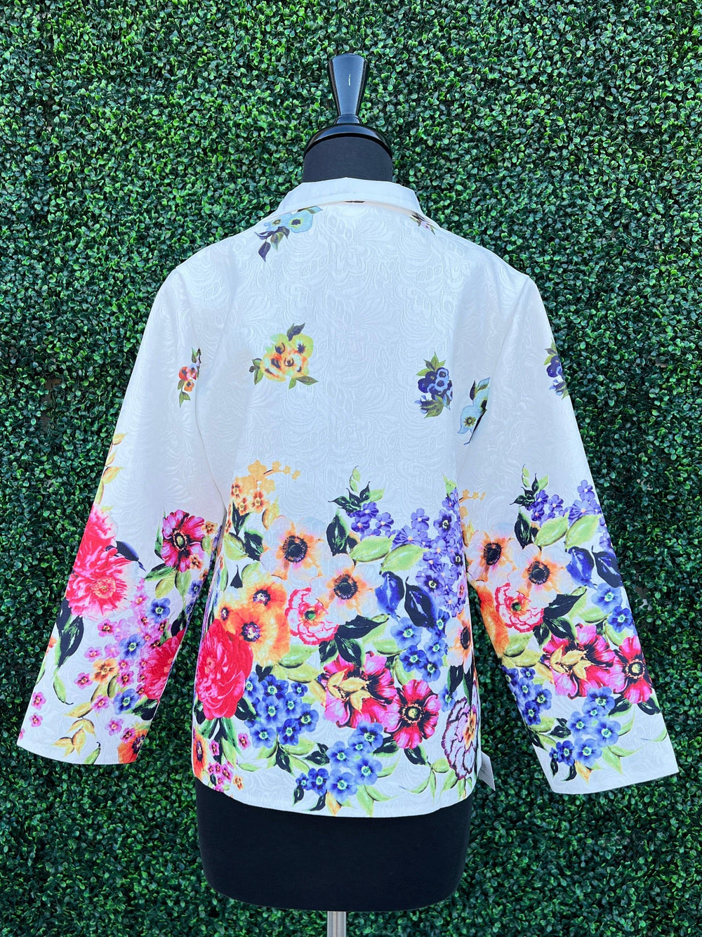 grace chaung floral and white dressy jacket