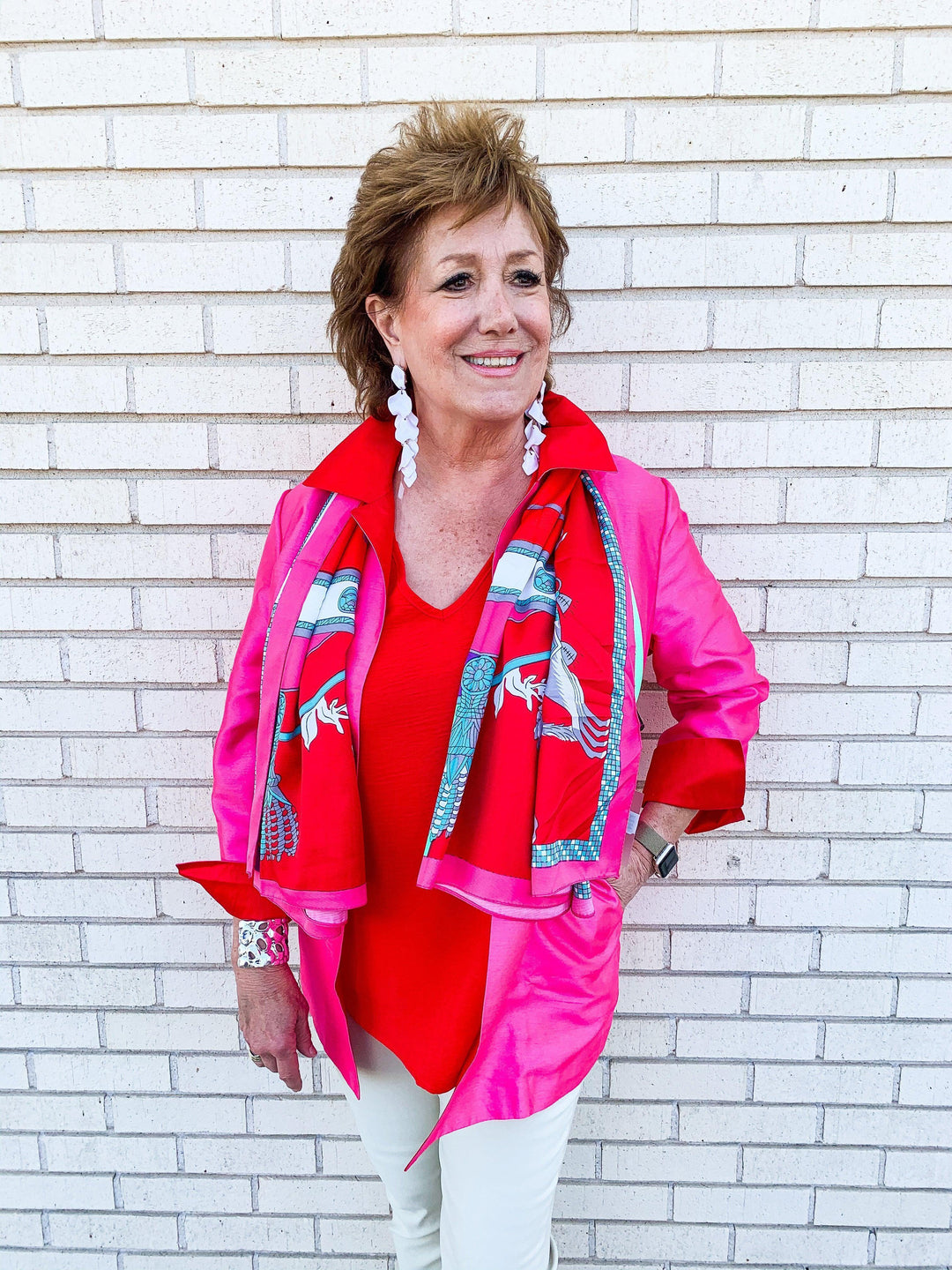 Red &amp; Pink Reversible Jacket - Très Chic