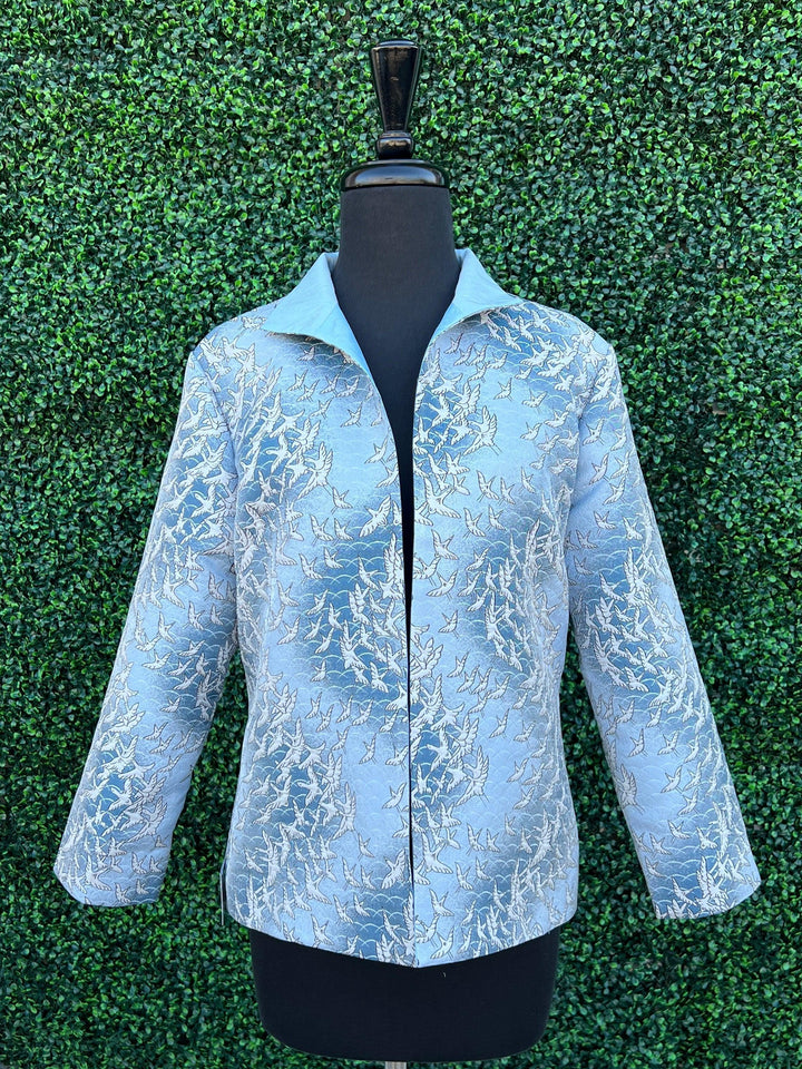 Grace Chuang long sleeve dress coat with cranes