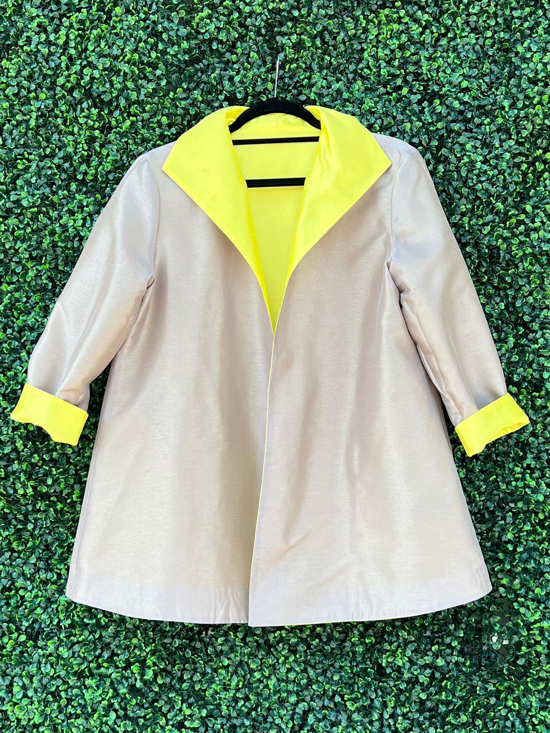 Grey side of reversable Tres Chic Houston Boutique Jacket Blazer