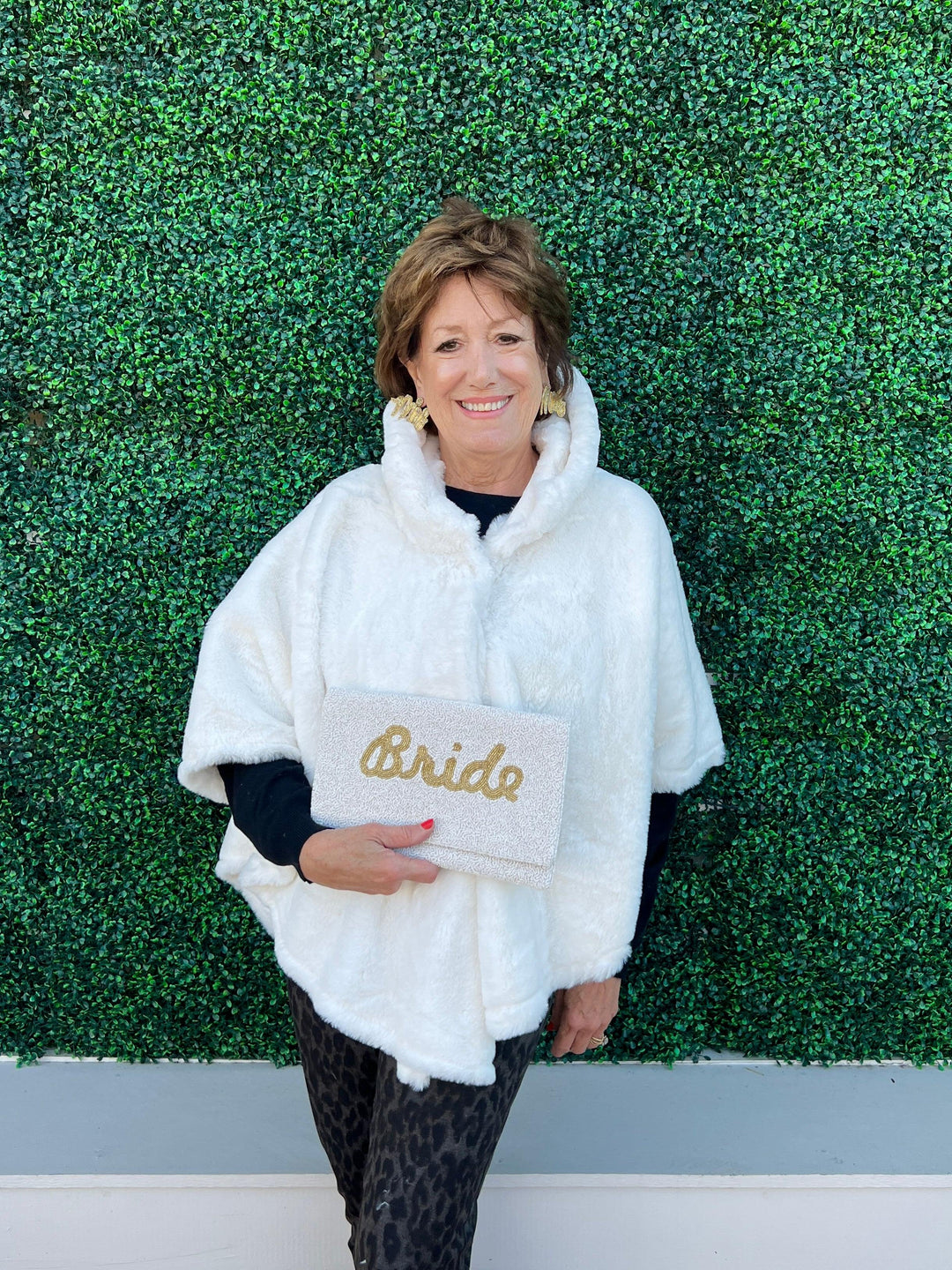 faux fur wrap cape houston texas online trendy boutique bride to be white