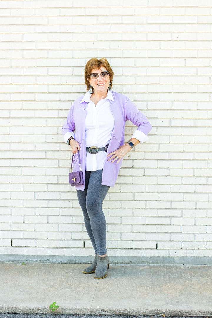 Lilac Fleece Open Jacket - Très Chic