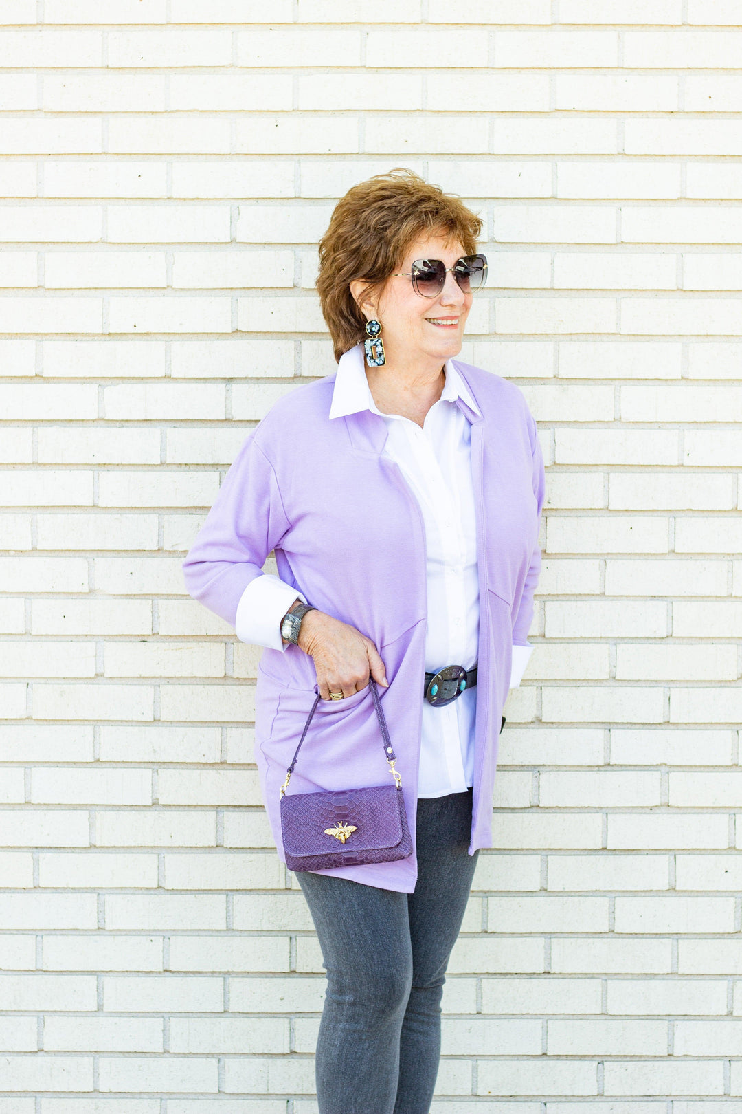 Lilac Fleece Open Jacket - Très Chic