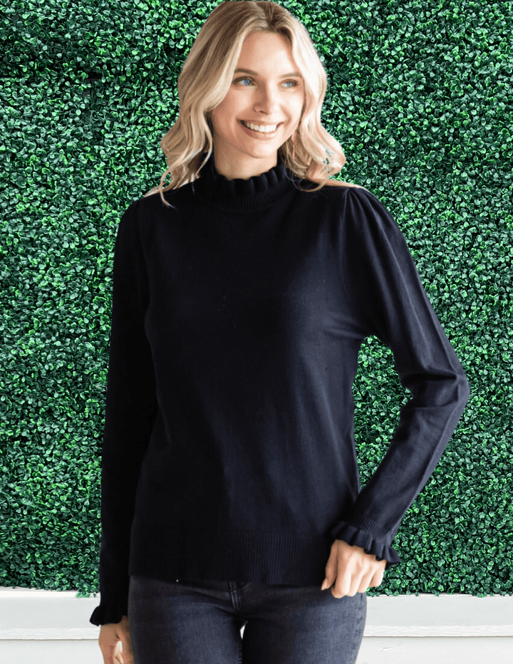 Ruffle Turtleneck Sweater tres chic houston near me womens boutique