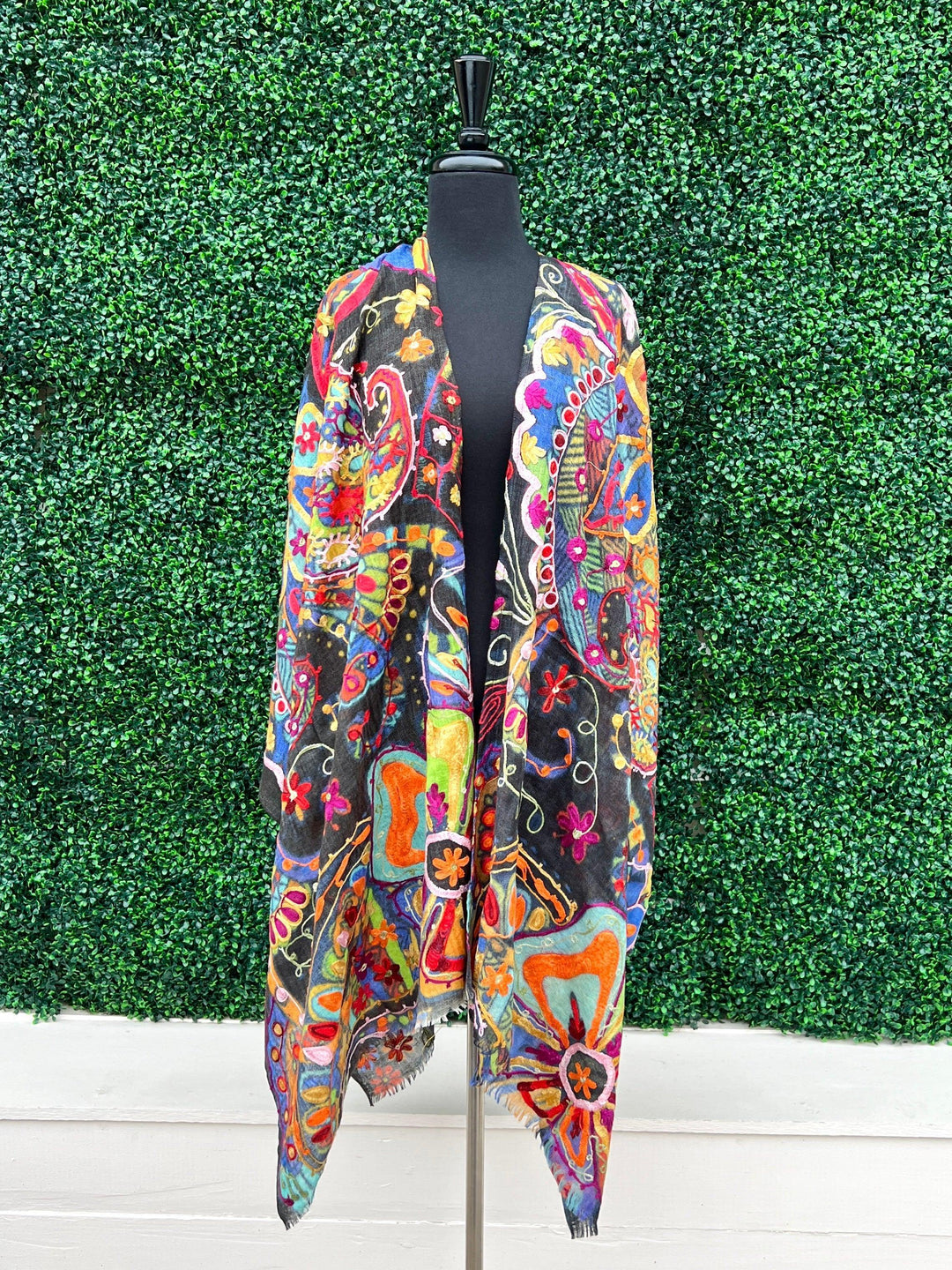 Anu natural fabrics wool wrap ruana colorful