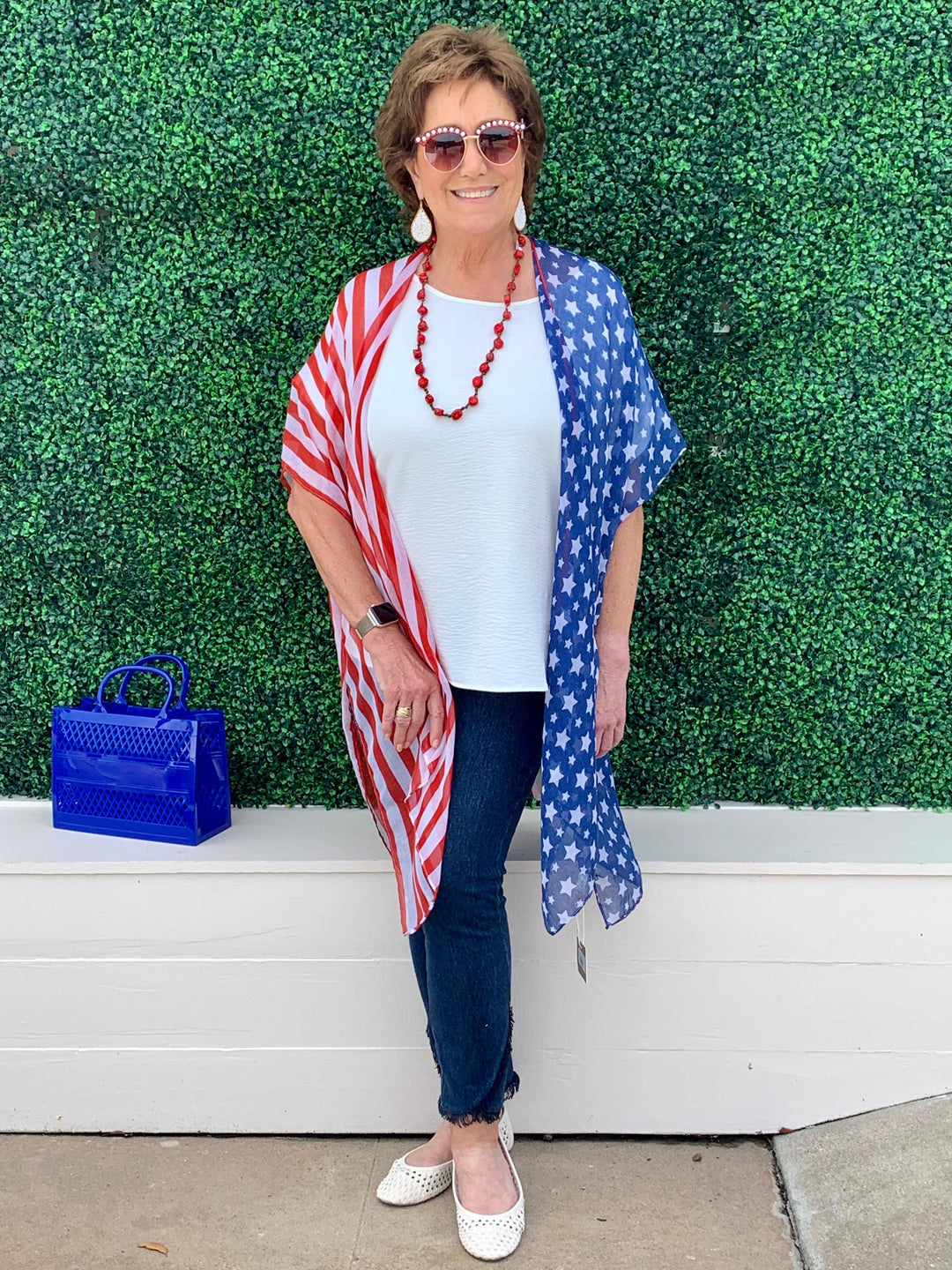 Red White and Blue American Flag Kimono - Très Chic