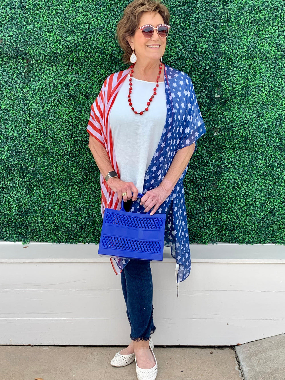 Red White and Blue American Flag Kimono - Très Chic