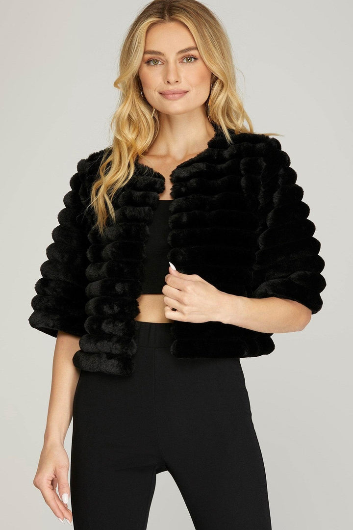 Faux Fur Short Bolero Jacket she and sky brand