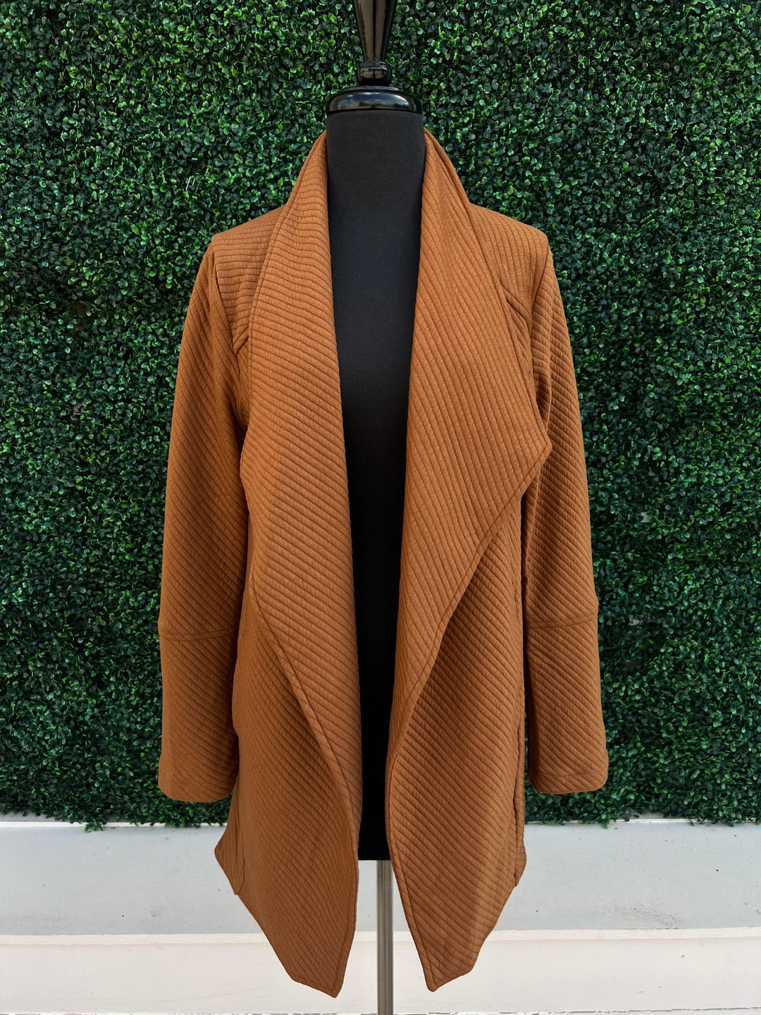 Quilted Knee Length Cardigan womens boutique online