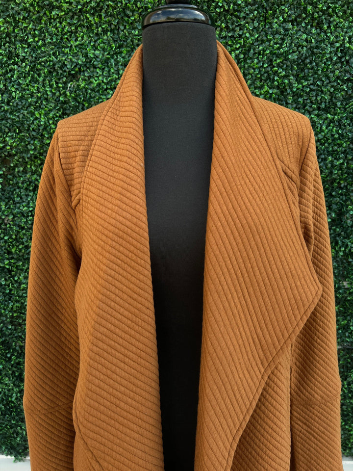 Quilted Knee Length Cardigan womens boutique online