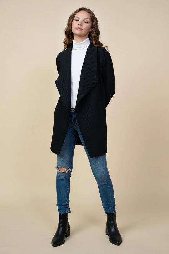 Quilted Knee Length Cardigan womens boutique online