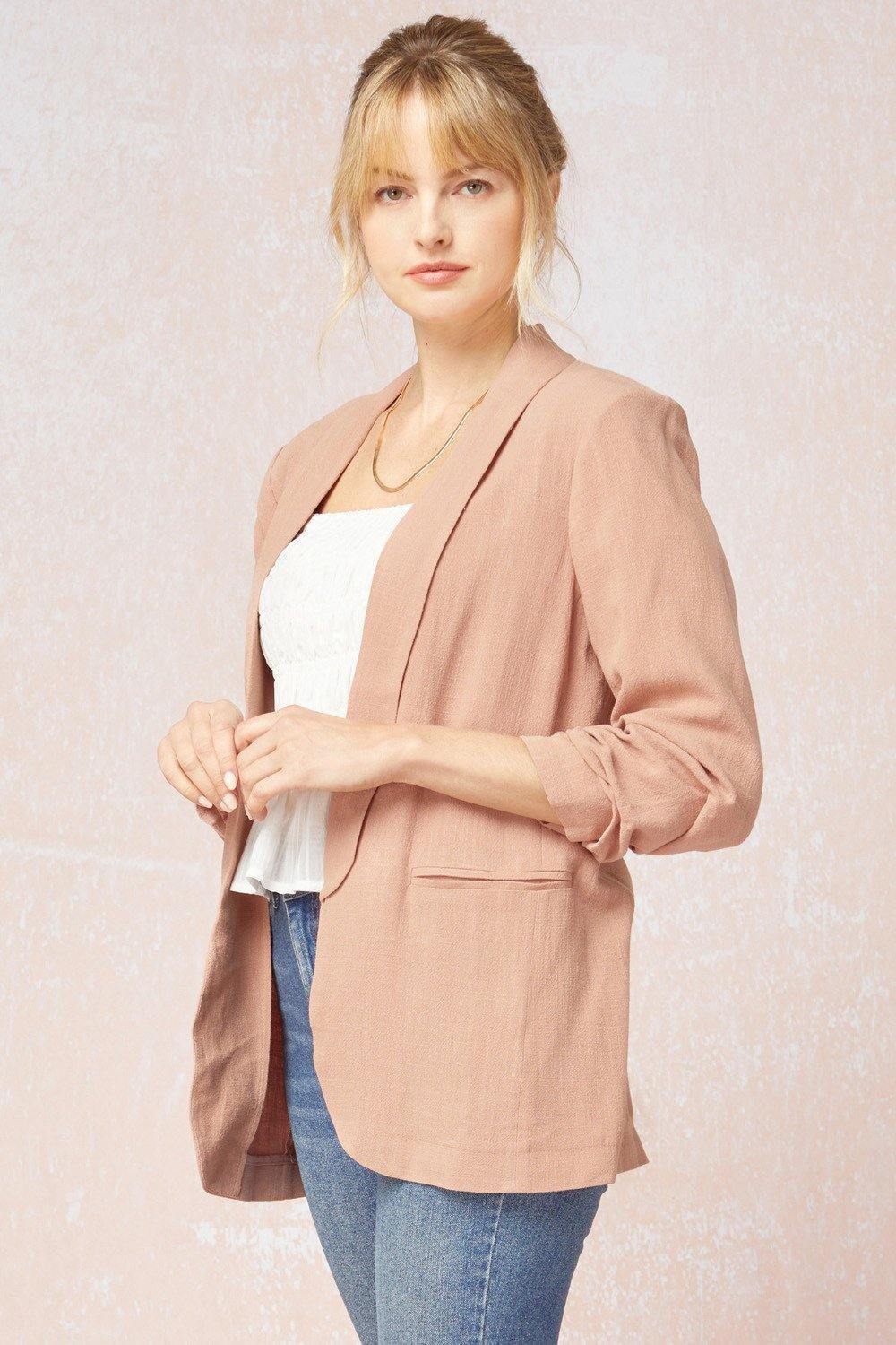 Shirred Blazer Jacket - Tres Chic Houston