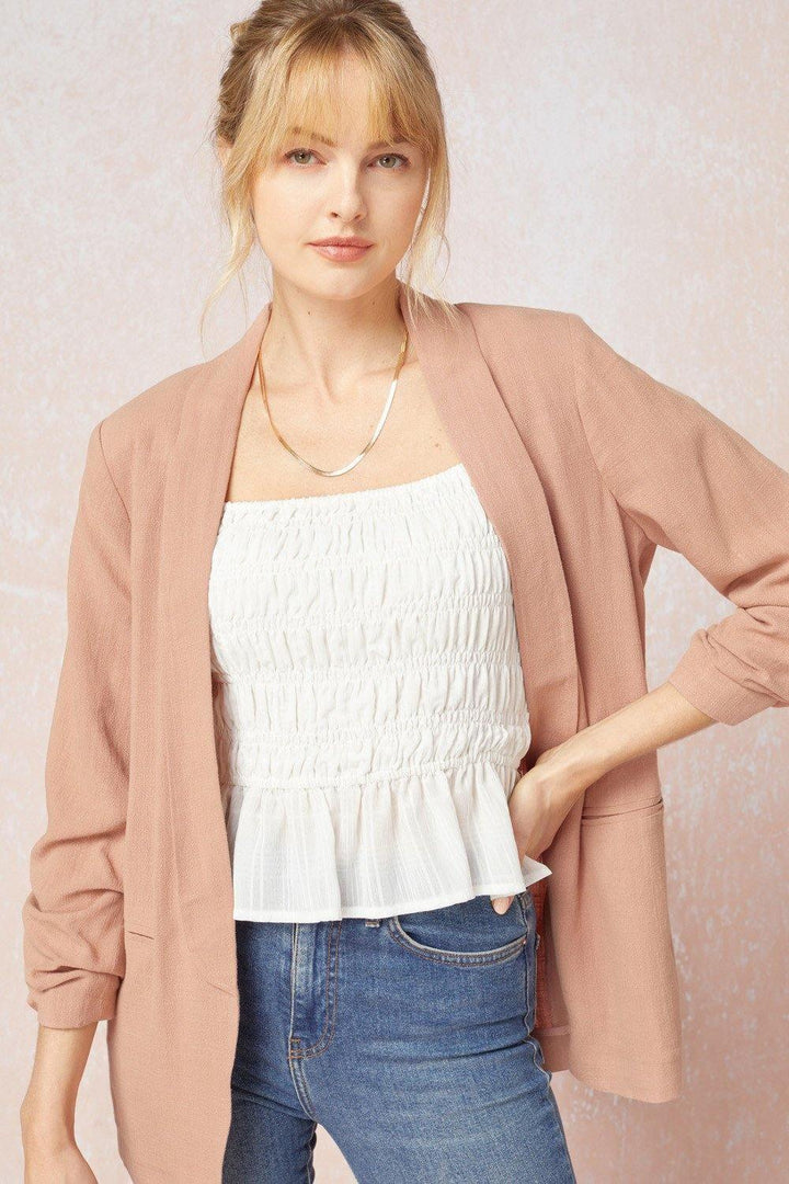 Shirred Blazer Jacket - Tres Chic Houston