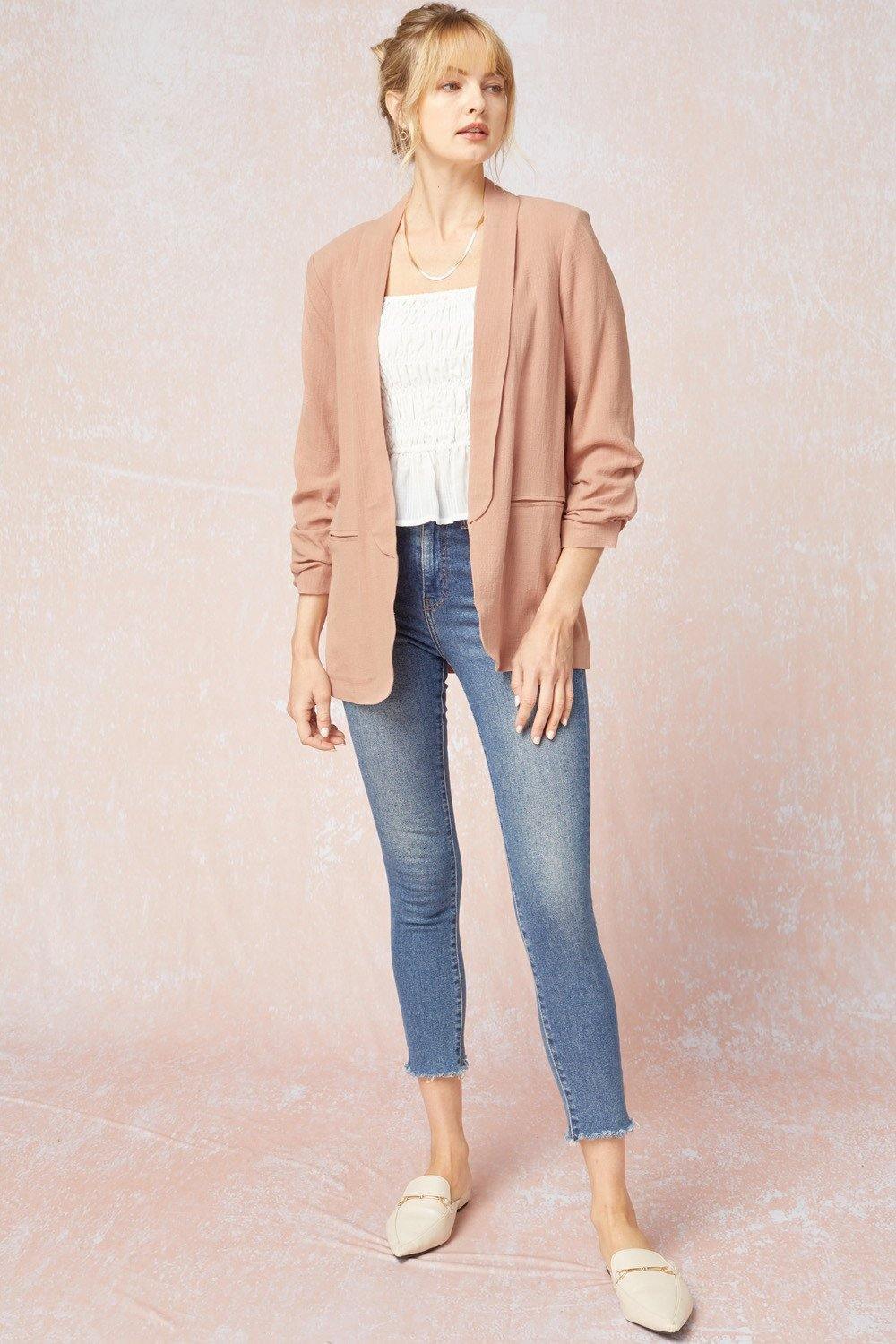 Shirred Blazer Jacket - Tres Chic Houston