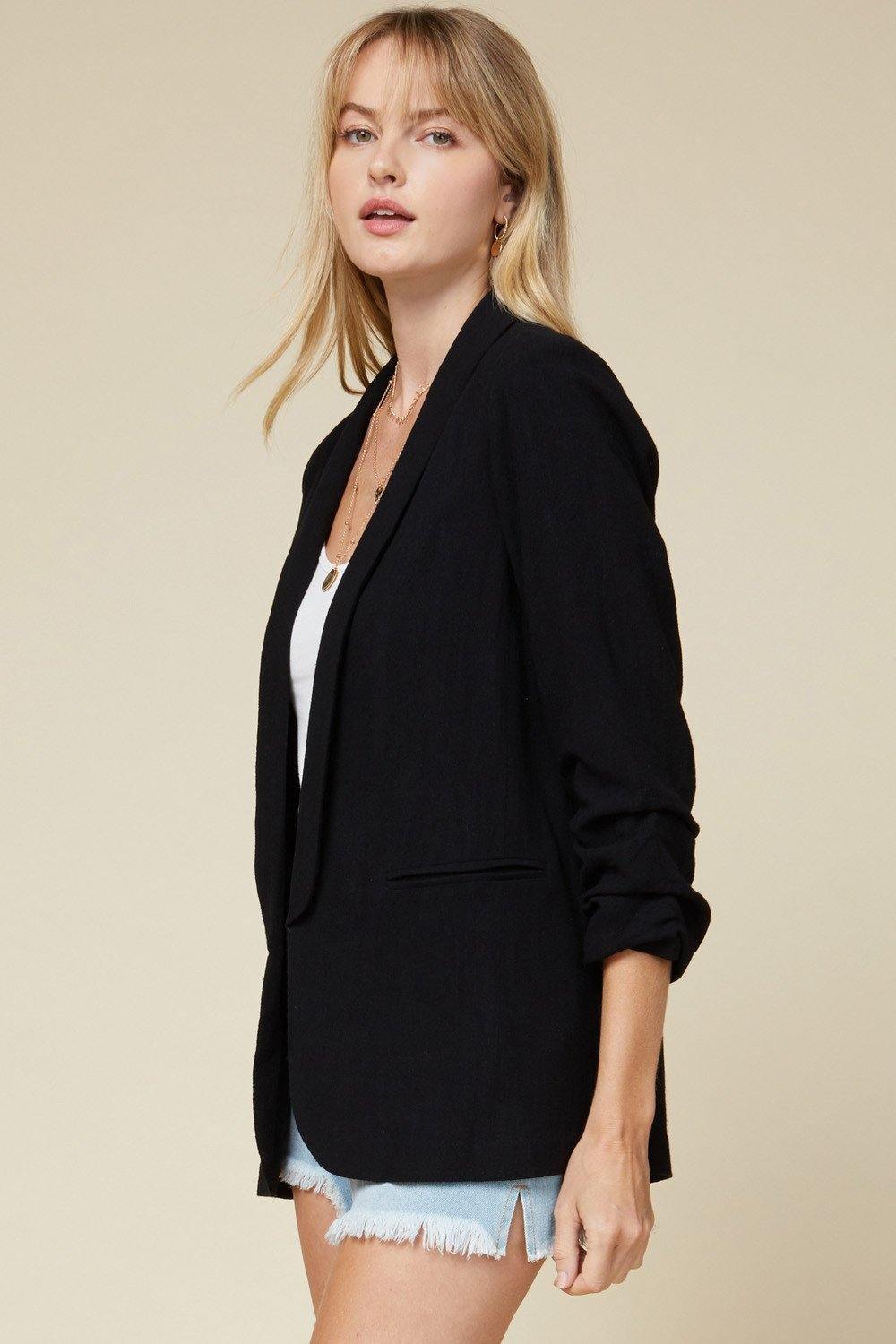 Shirred Blazer Jacket - Tres Chic Houston