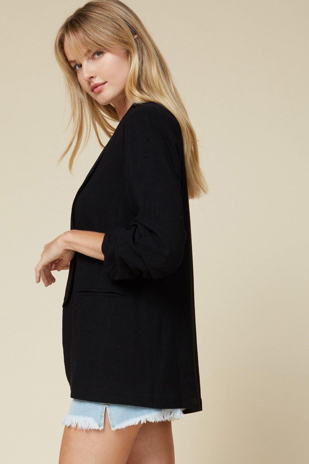 Shirred Blazer Jacket - Tres Chic Houston
