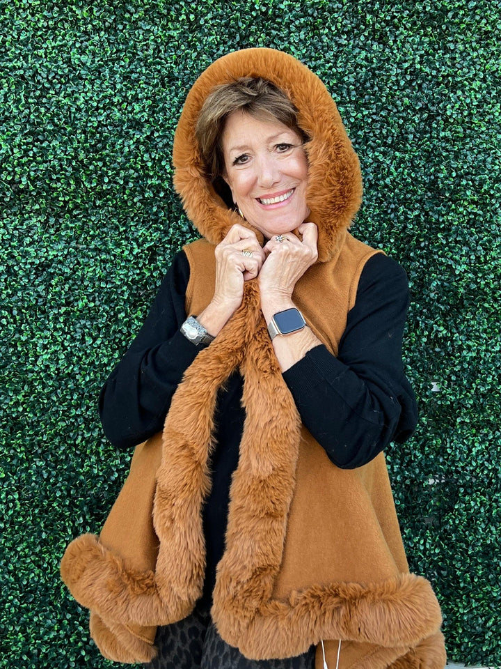 Hooded Faux Fur Swing Vests