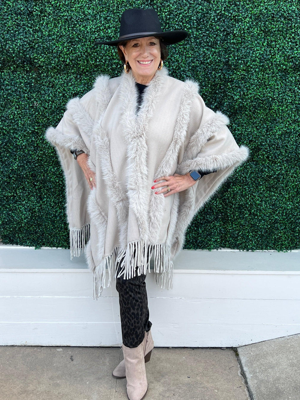 Faux Fur Pelts Cape hlsr houston rodeo womens boutique gifts fringe