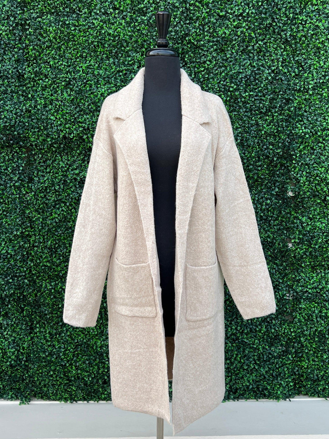 cream winter white heathered long cardigan