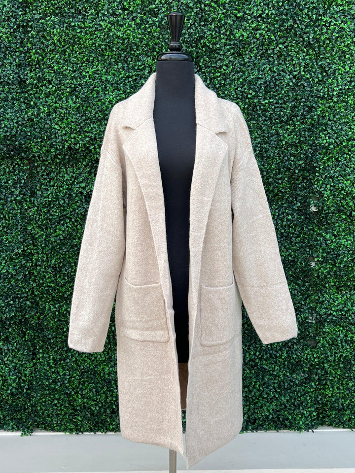 cream winter white heathered long cardigan