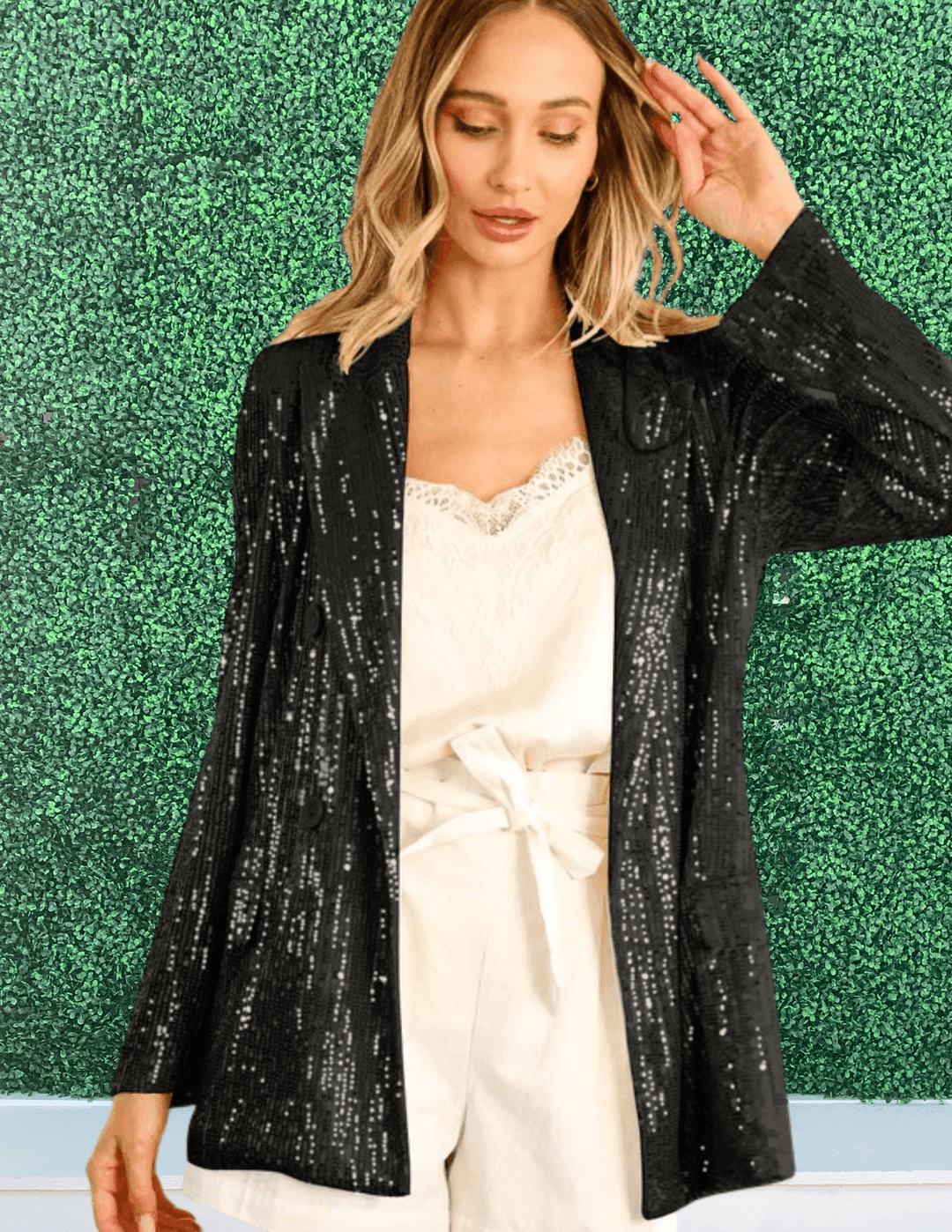 black sparkly holiday outfit