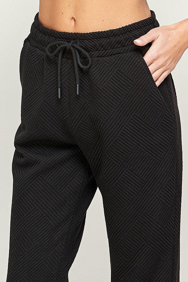 Textured black jogger pants see and be seen 