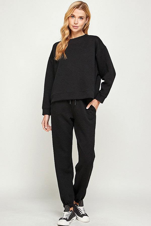 Textured black jogger pants see and be seen 