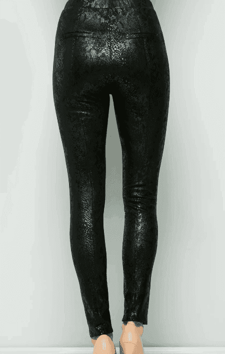 black shiny snake print dress pant