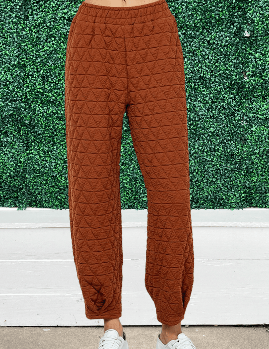 quitled joggers see and be seen brown womens online boutique